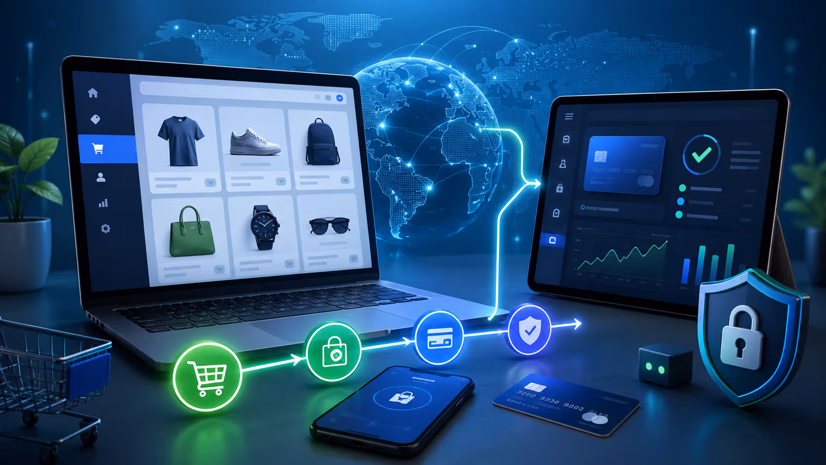 Logotipos de Stripe y Shopify lado a lado con flecha de conexión