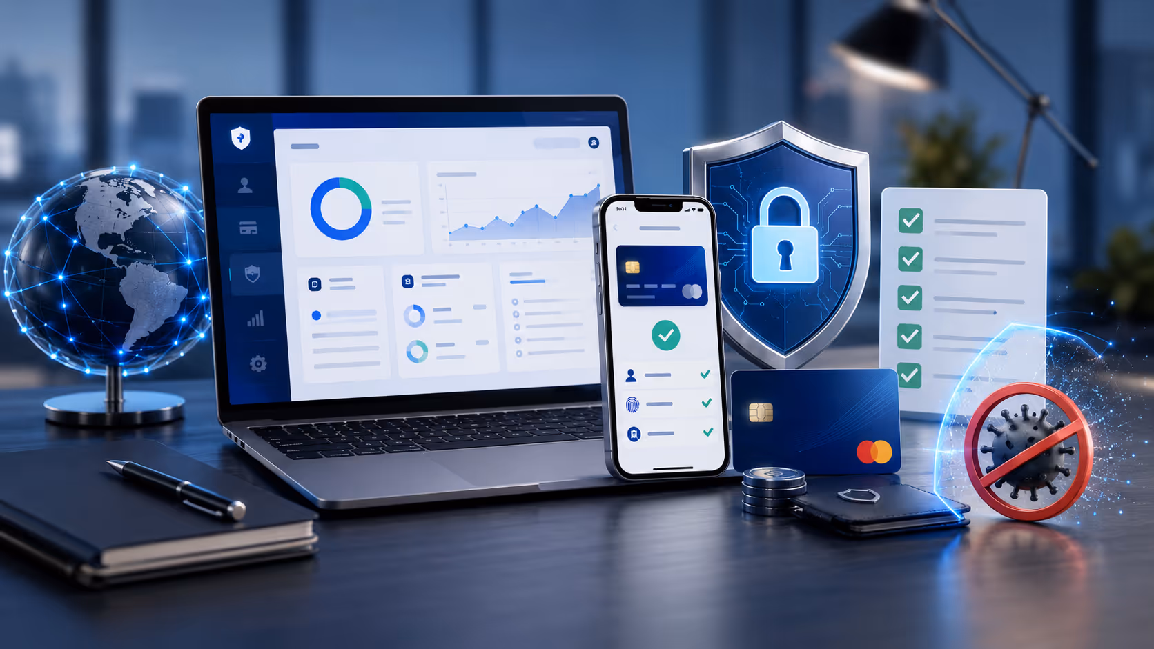 Cuenta Stripe protegida con escudo de seguridad
