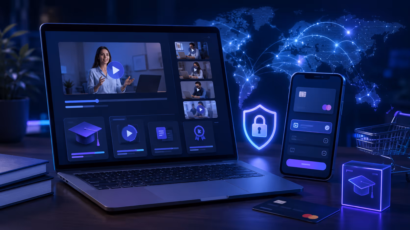 Pantalla de Stripe con cursos online y estudiantes