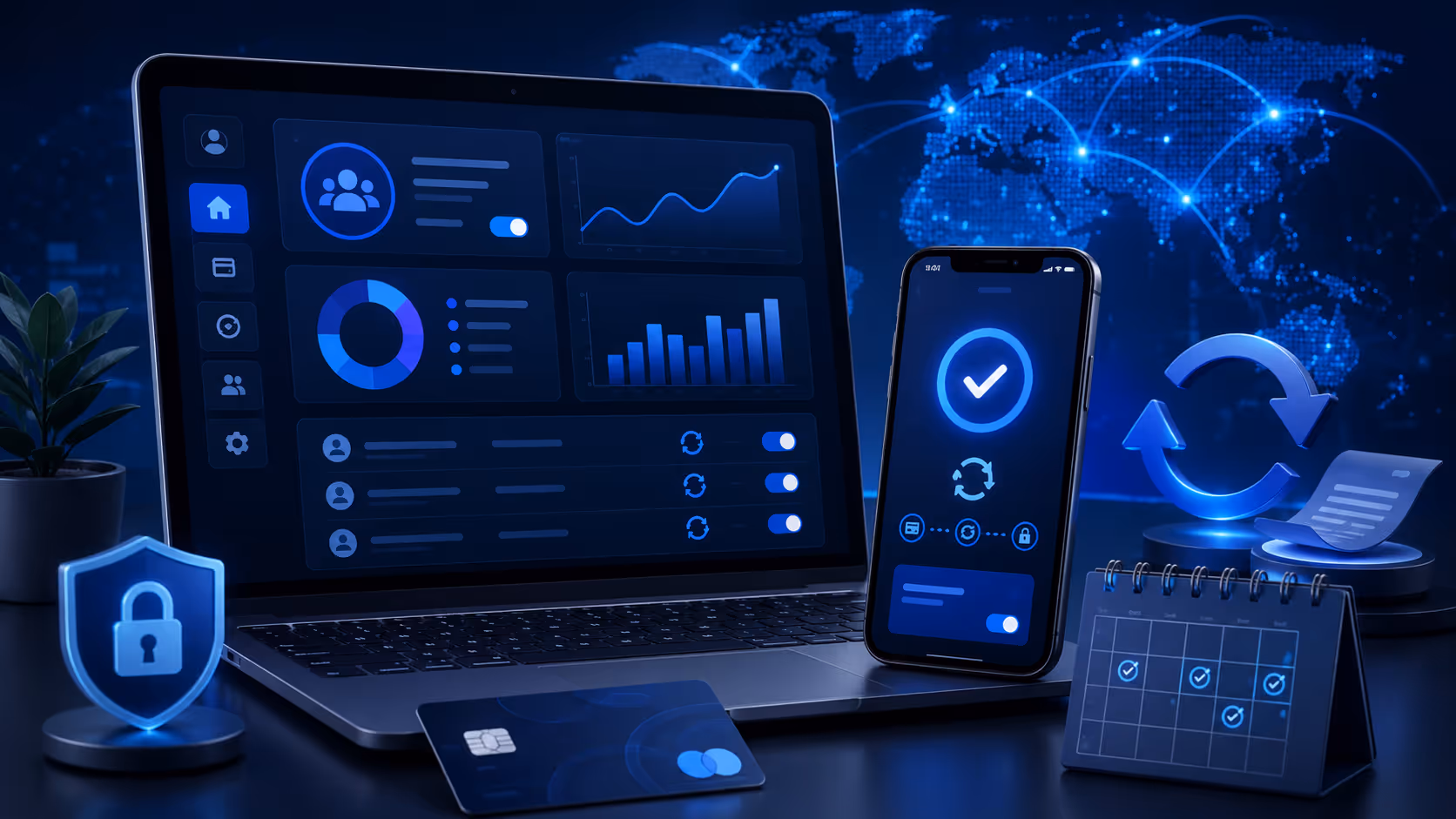 Dashboard de Stripe mostrando suscripciones activas y gráfico de ingresos recurrentes