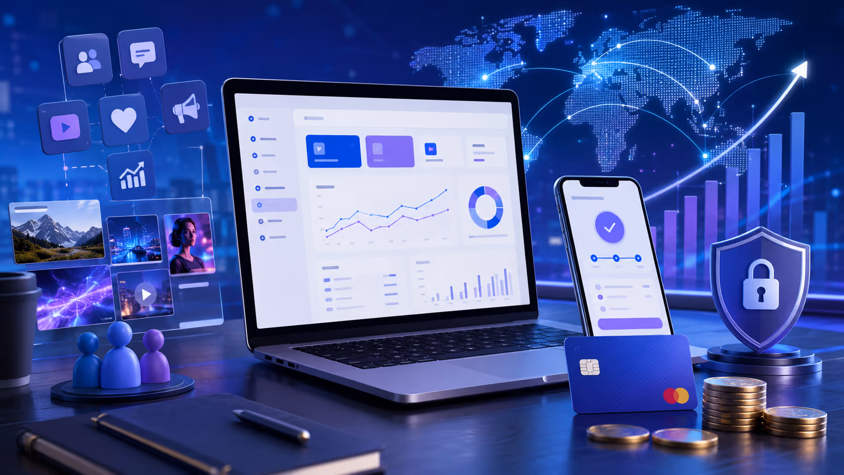 Agencia de marketing digital con dashboard de Stripe mostrando pagos de clientes